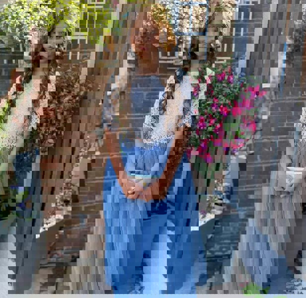 young girl wearing beautiful dress