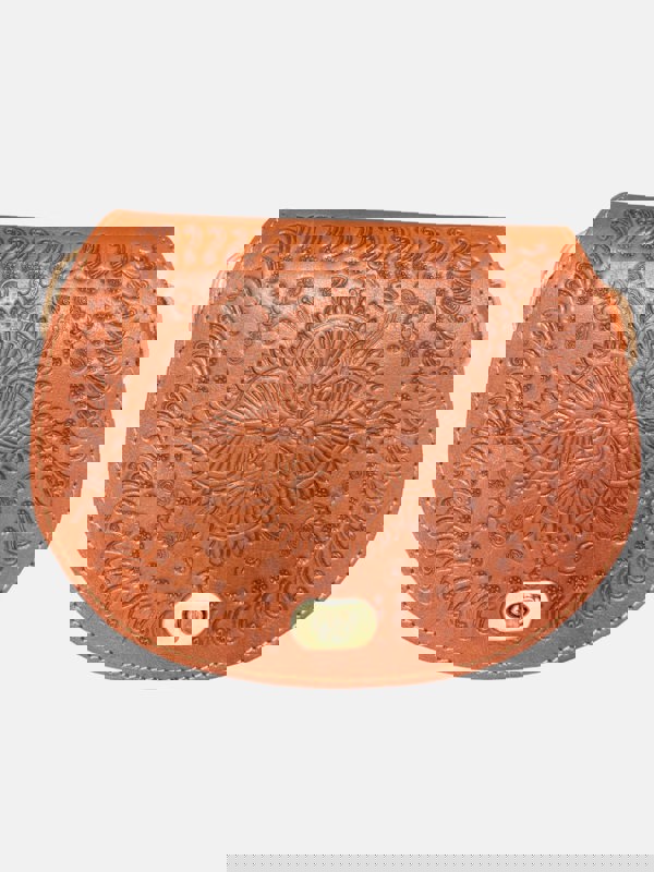 Berber Leather The Temara Embossed Saddle Bag in Light Brown