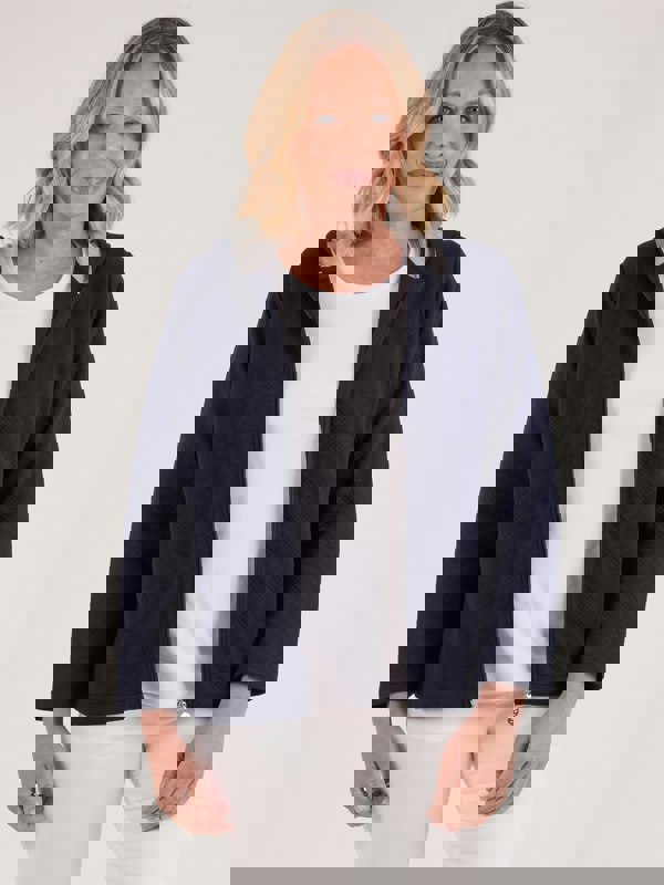 PennyPlain Quilt Hooded Zip Up - Navy