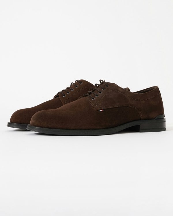 Tommy Hilfiger Corporate Hilfiger Mens Suede Derby Shoes - Cocoa