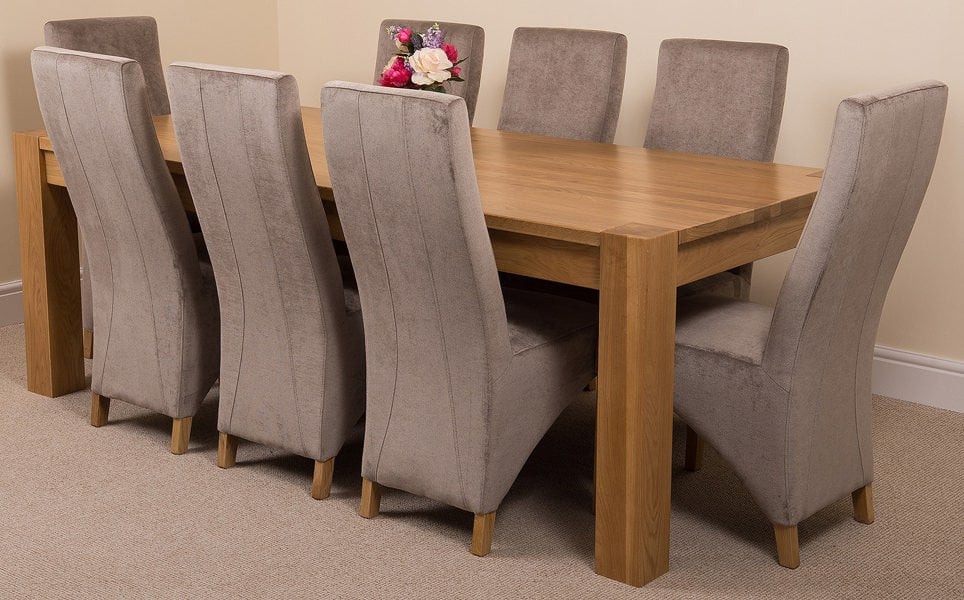 That's Furniture Kuba Extra Large Oak Dining Table with Lola Fabric Chairs