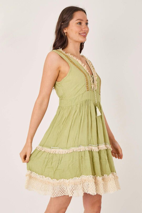 Elaina Fashion Boho Tiered Tassel Detail Dress