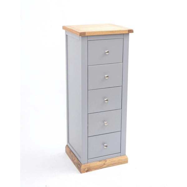 Cabinet Bits Biccari 5 Drawer Narrow Chest of Drawers Chrome Knob