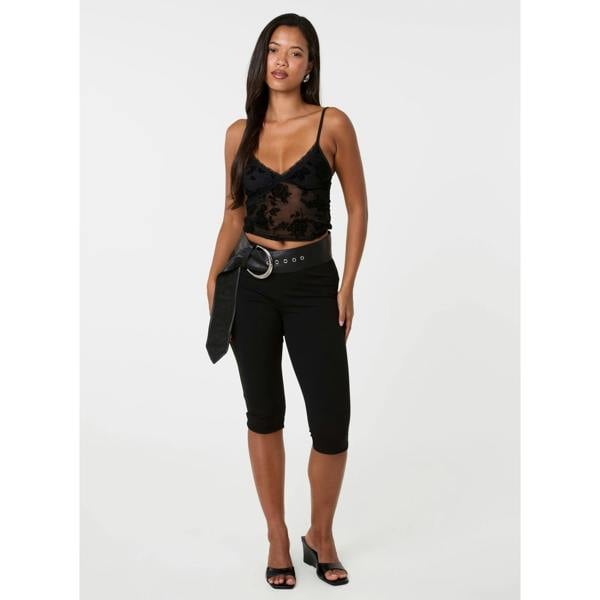 Pink Vanilla Flocked Mesh Cami Top