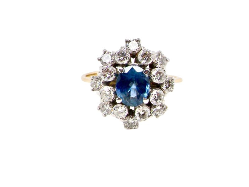 sapphire and diamond cluster ring