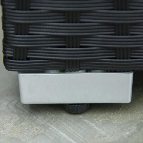 Black rattan sofa set base with white panel and dark support legs