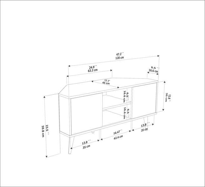 Decorotika Lesson Corner TV Stand TV Unit TV Cabinet for TVs up to 55"