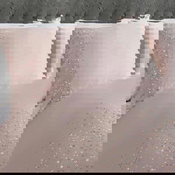 Smart Living Luxury Hotel Quality Diamonte Embellished Duvet Cover with Pillowcases - Blush