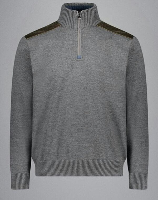 Paul & Shark Soft Touch Wool 1/2 Zip Knit with Contrast Velvet Shoulders
