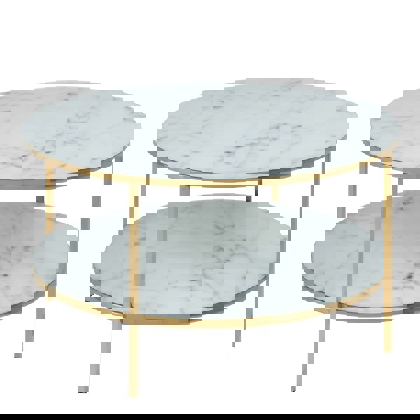 Furniture To Go Alisma Round Coffee Table with Marble Effect Glass Top & Gold Legs
