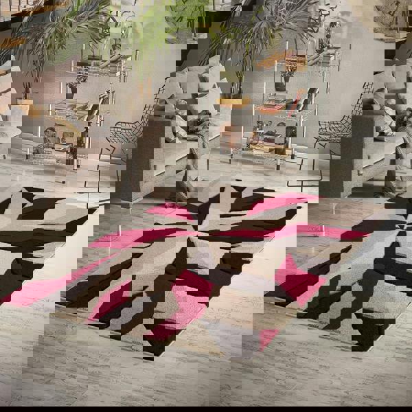 Smart Living Carved Rug Contemporary - Beige Red