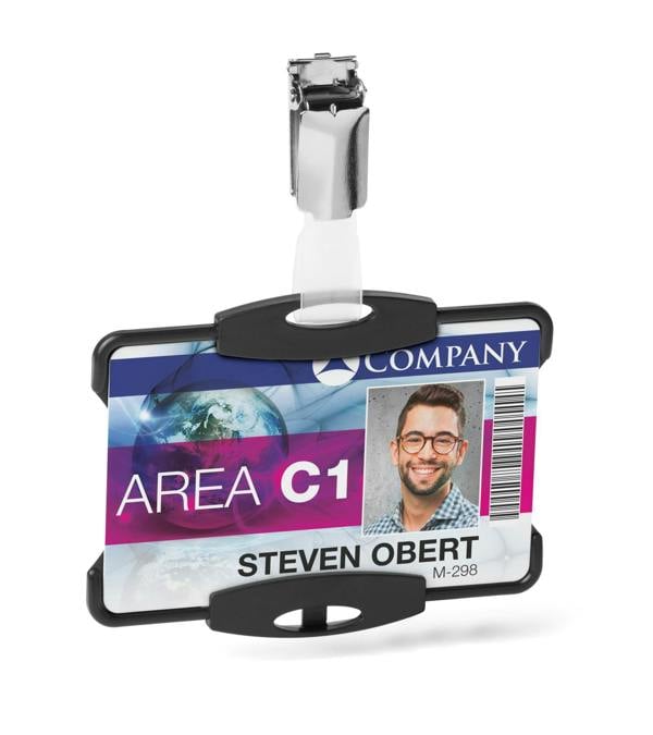 Durable ECO Recycled Plastic Security ID Card Badge Holders | 10 Pack | Black