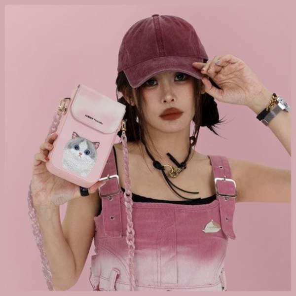Nimmy Friends Big Eyed Pet 2.0 Cat Phone Bag Pink - N-XDY-SJB-07