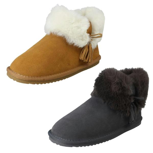 Hush Puppies Ladies Hush Puppies Memory Foam Leather Warm Lined Bootie Slippers Ayana