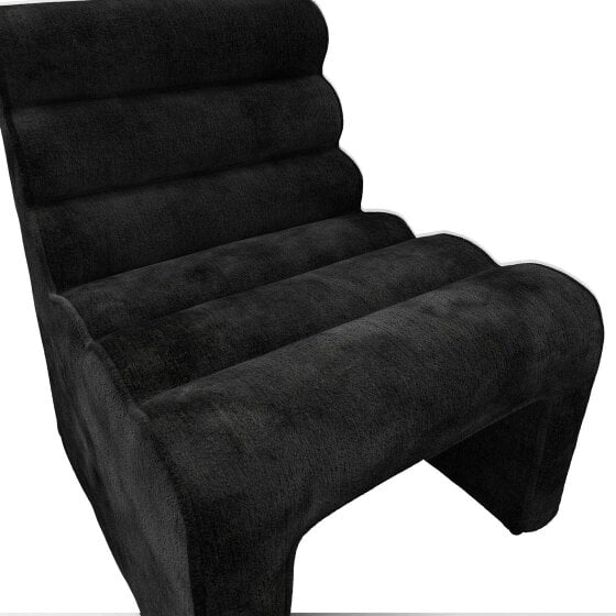 Wyld Haus Midleton Retro Upholstered Black Chenille Ribbed Accent Chair