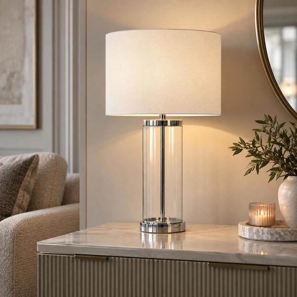Pagazzi Lighting Adelia Polished Chrome & Glass Table Lamp