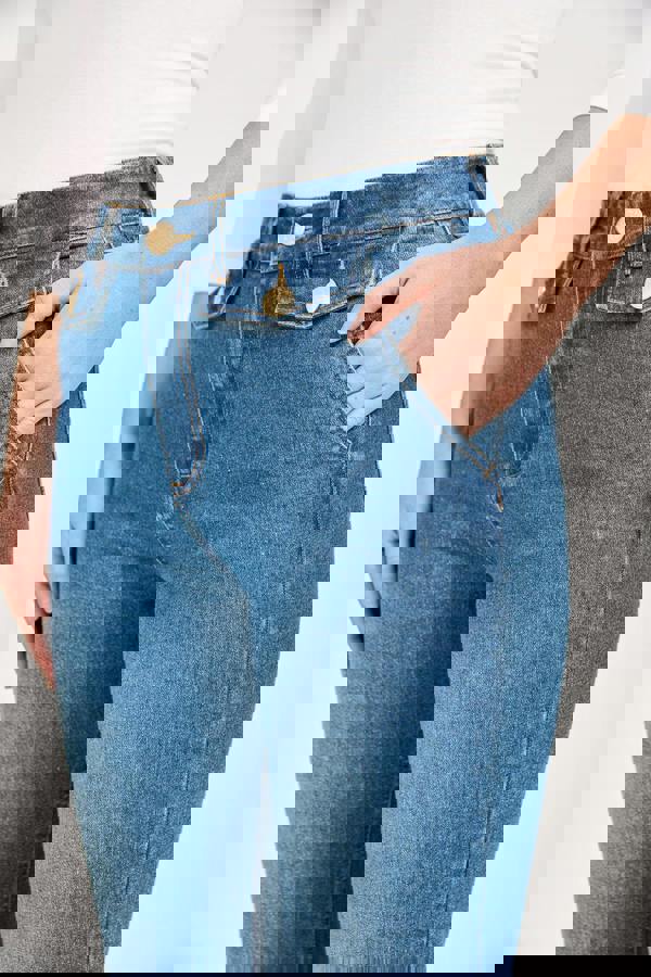 Mudflower Mid-Blue Denim Wash Bootcut Jeans