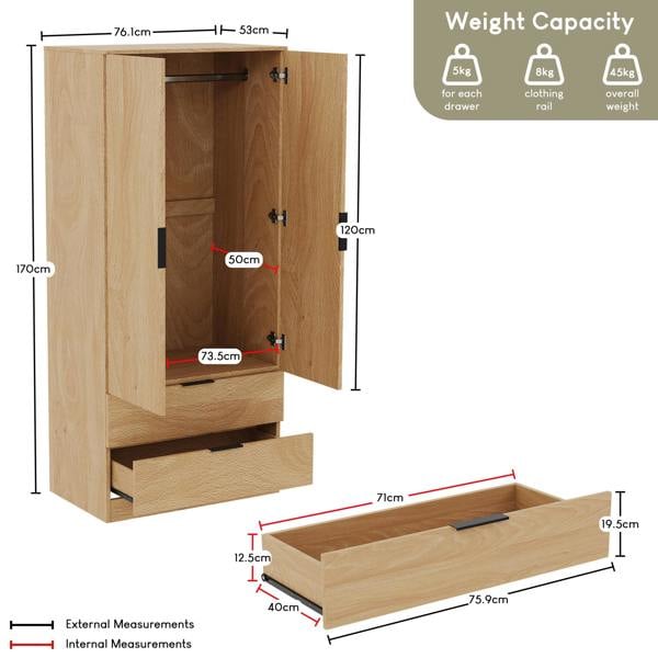 Vida Designs Trega 2 Door 2 Drawer Wardrobe