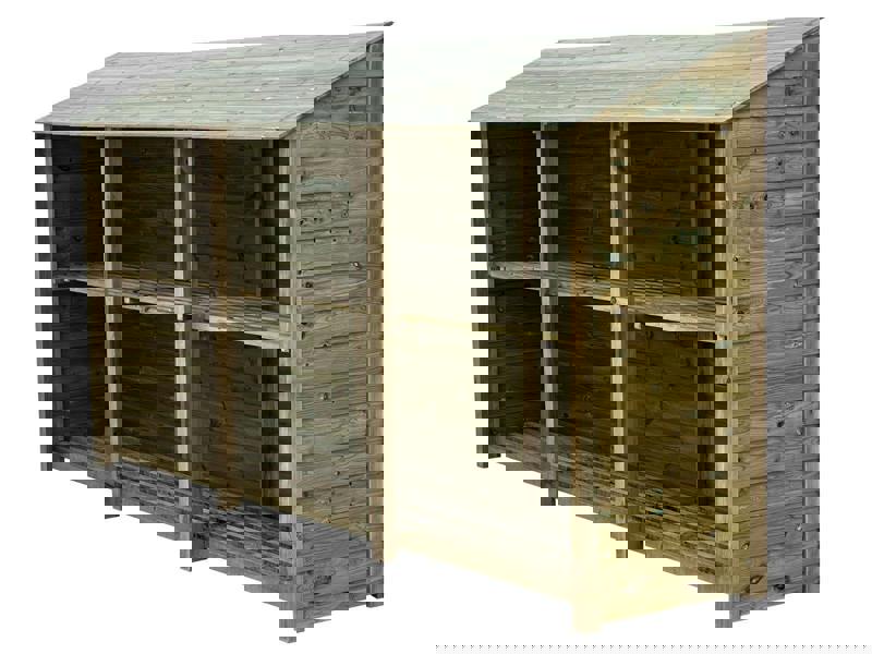 Arbor Garden Solutions Wooden Premium Tongue/Groove Log Store with Shelf W-335cm, H-126cm or 180cm, D-88cm
