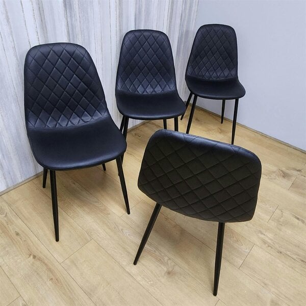 Kosy Koala Dining Chairs Set of 4 Black Faux Leather Kitchen Chairs Dining Room Furniture
