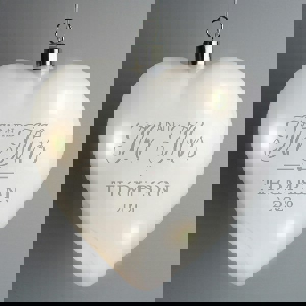 Personalised Memento Company Personalised Mr & Mrs LED Hanging Glass Heart