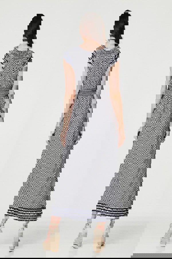 Navy | Geo Border Print Empire Maxi Dress