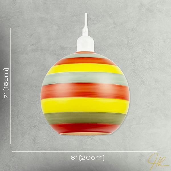 Multicolour Striped Glass Globe Pendant Shade with Retro Character Image 7
