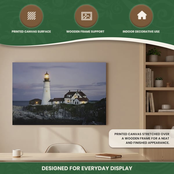 Large Lighthouse Scene Canvas Picture Print with 6 LED Lights, Wooden Frame Wall Art with Side Switch, 60cm x 40cm