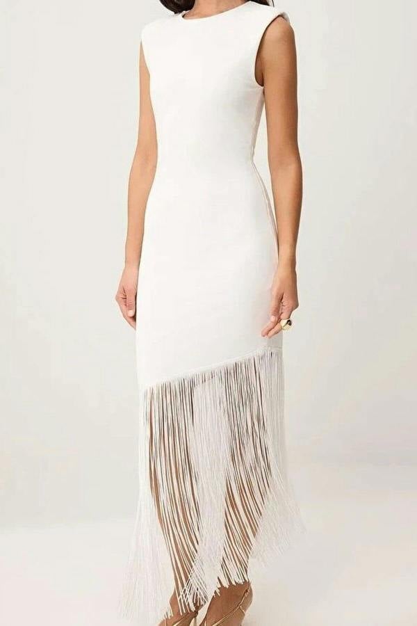 WOVCOR Tassel Detail Knitted Evening Dress