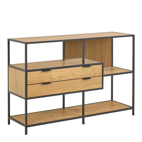 Wyld Haus Galway Wild Oak Bookcase with 3 Shelves and 2 Drawers