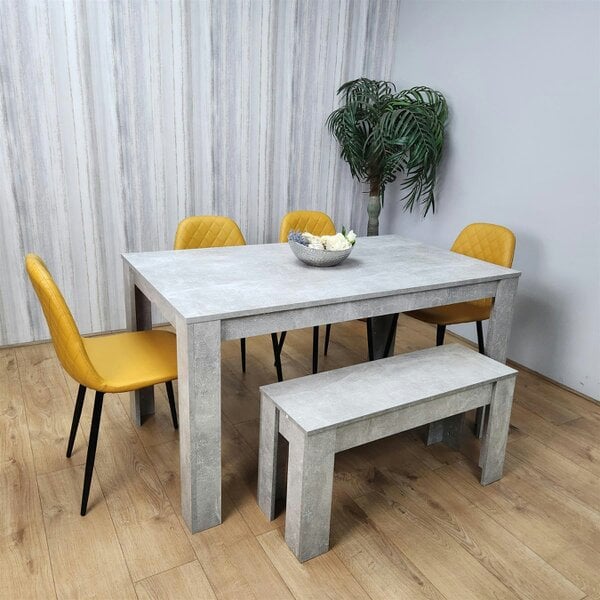 Kosy Koala Wooden Rectangle Dining Table Sets with Set of 4 Chairs, Grey and Mustard