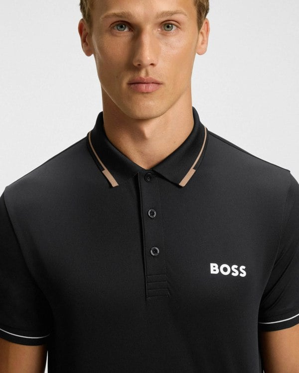 BOSS Green Paul Pro Mens Tipped Polo Shirt - Black 005