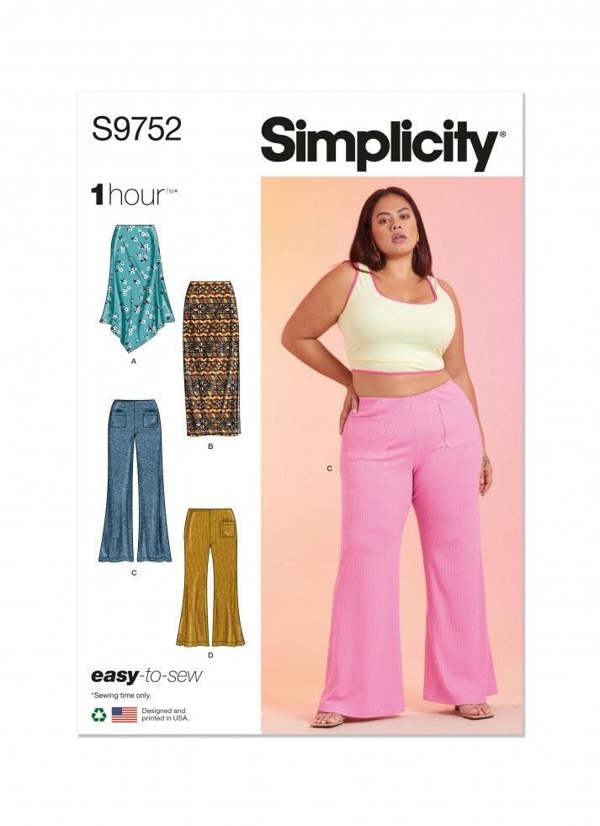 Simplicity Sewing Pattern 9752, Skirts, Trousers for Women, W2 (20W-22W-24W-26W-28W) - Easy