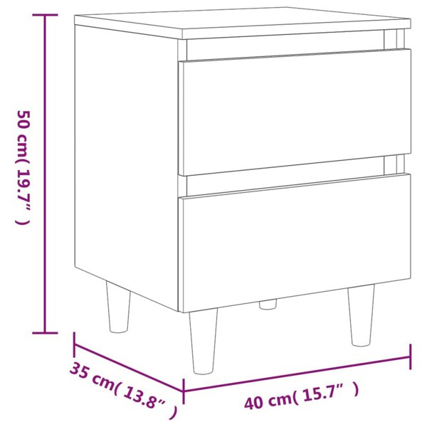 Berkfield Bed Cabinet with Solid Pinewood Legs Concrete Grey 40x35x50 cm