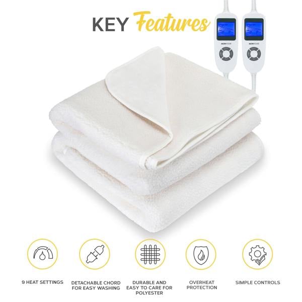 MONHOUSE Fleece Electric Heated Under Blanket - Controller & 9 Heat Settings