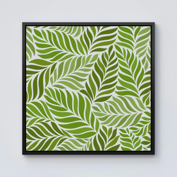 Warren Reed Green Leaf Pattern Framed Canvas