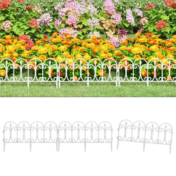 Berkfield Lawn Edgings 17 pcs White 10 m PP