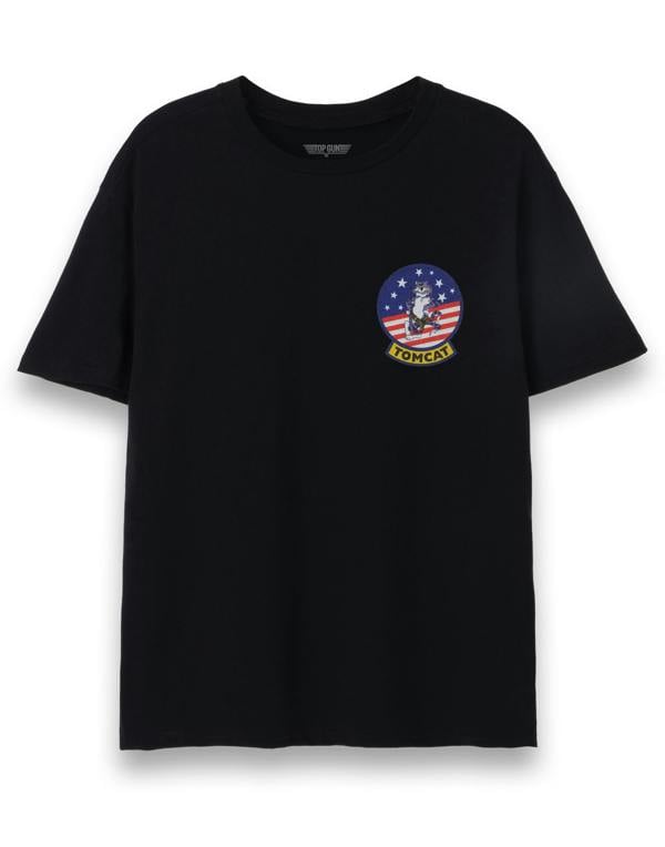 Top Gun Mens Black F-14 Fighter Jet Badge Short Sleeved T-Shirt