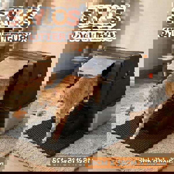 Skylos Cat Litter Box Enclosed Stainless Steel Litter Tray Hooded Covered Toilet