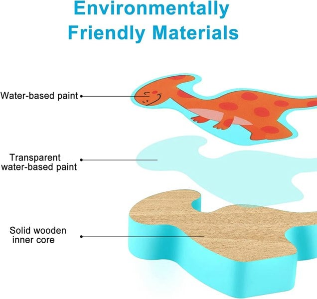 deAO Toys Wooden Stacking Balance Toys, Animals Balance Building Blocks, Educational Toy Balancing Game Dinosaur Toys Gift for Toddlers Boys Girls