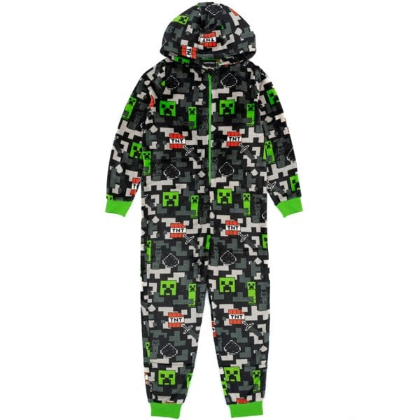 Minecraft Childrens/Kids All-Over Print Sleepsuit - Black/Green