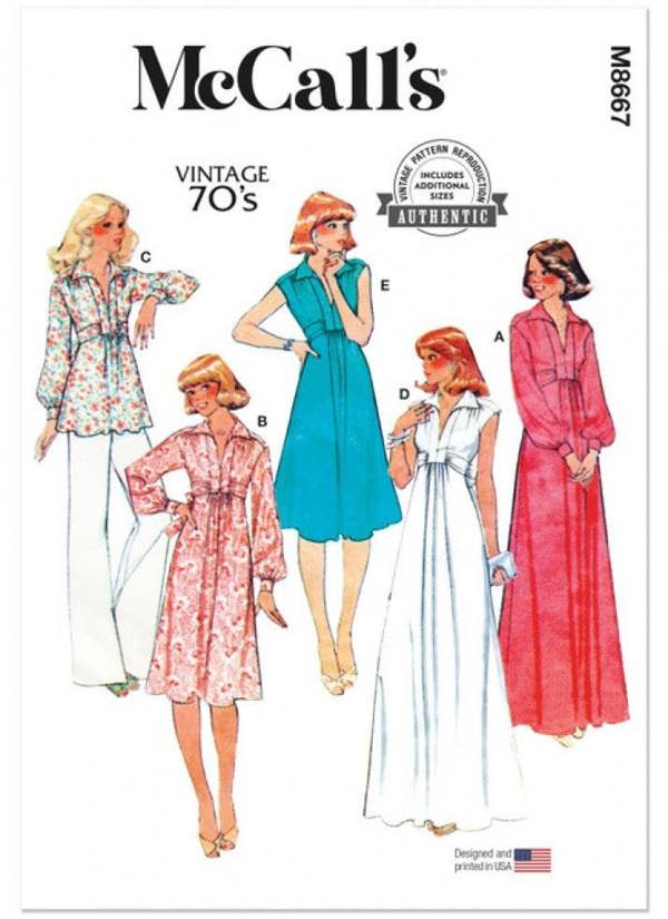 McCalls 8667 Paper Sewing Pattern – Women's Vintage Top & Dress, Intermediate