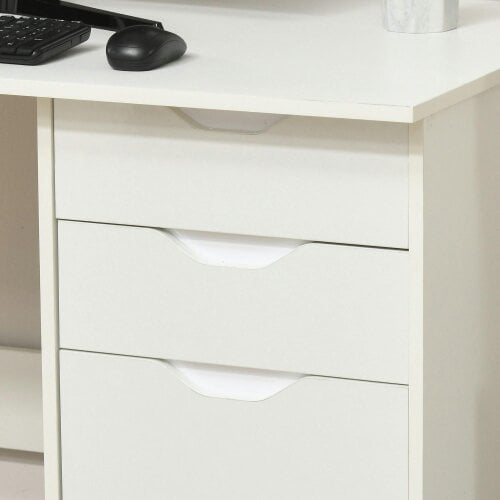 Wyld Haus Niba 120cm High Gloss White Home Office Desk With Drawers And Storage Cabinet