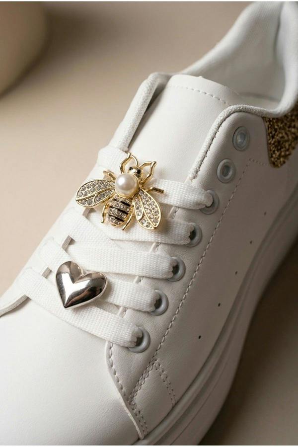 Sloane White Platform Trainers - Gold