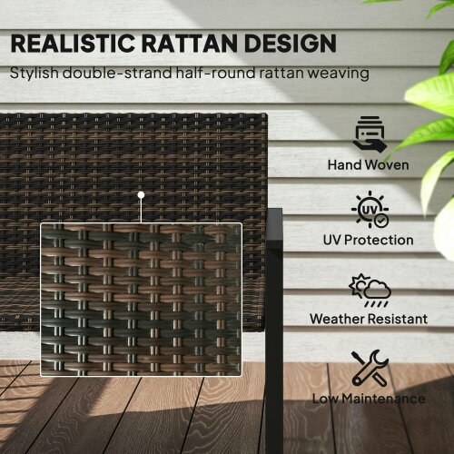 Wyld Haus Batare Rattan Brown 2 Seater Garden Bench With Armrests