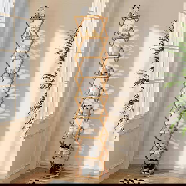 Living and Home 9/8/7/6 Tier Bamboo Folding Shoe Rack Shoe Storage Organiser