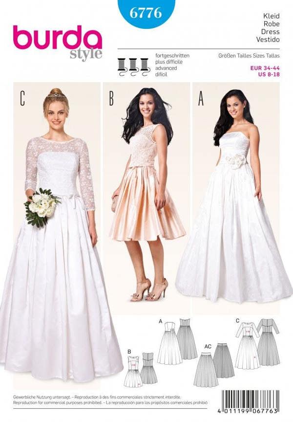 Burda Sewing Pattern 6776 Wedding Dresses, Petticoats and Dresses For Women, 8-10-12-14-16-18 - Advanced