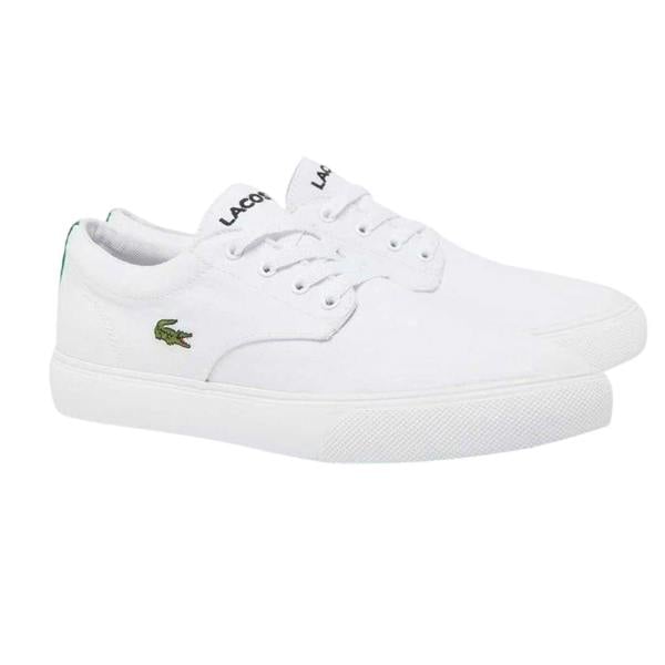 Lacoste Mens Canvas Grip Flat Trainers - White - 