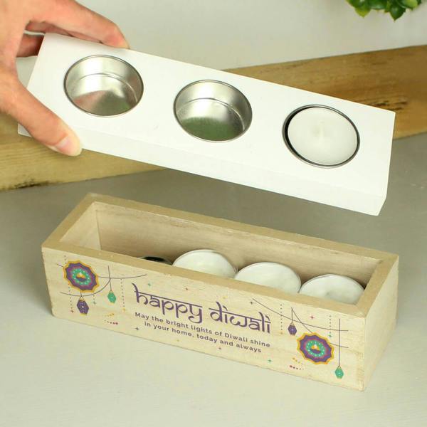 Personalised Diwali Tealight Box - close-up detail