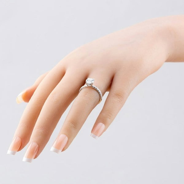 T. H. Baker 9ct White Gold Certified Lab Grown 1.50ct Brilliant Cut Diamond Shoulder Set Solitaire Ring LGR43483-150